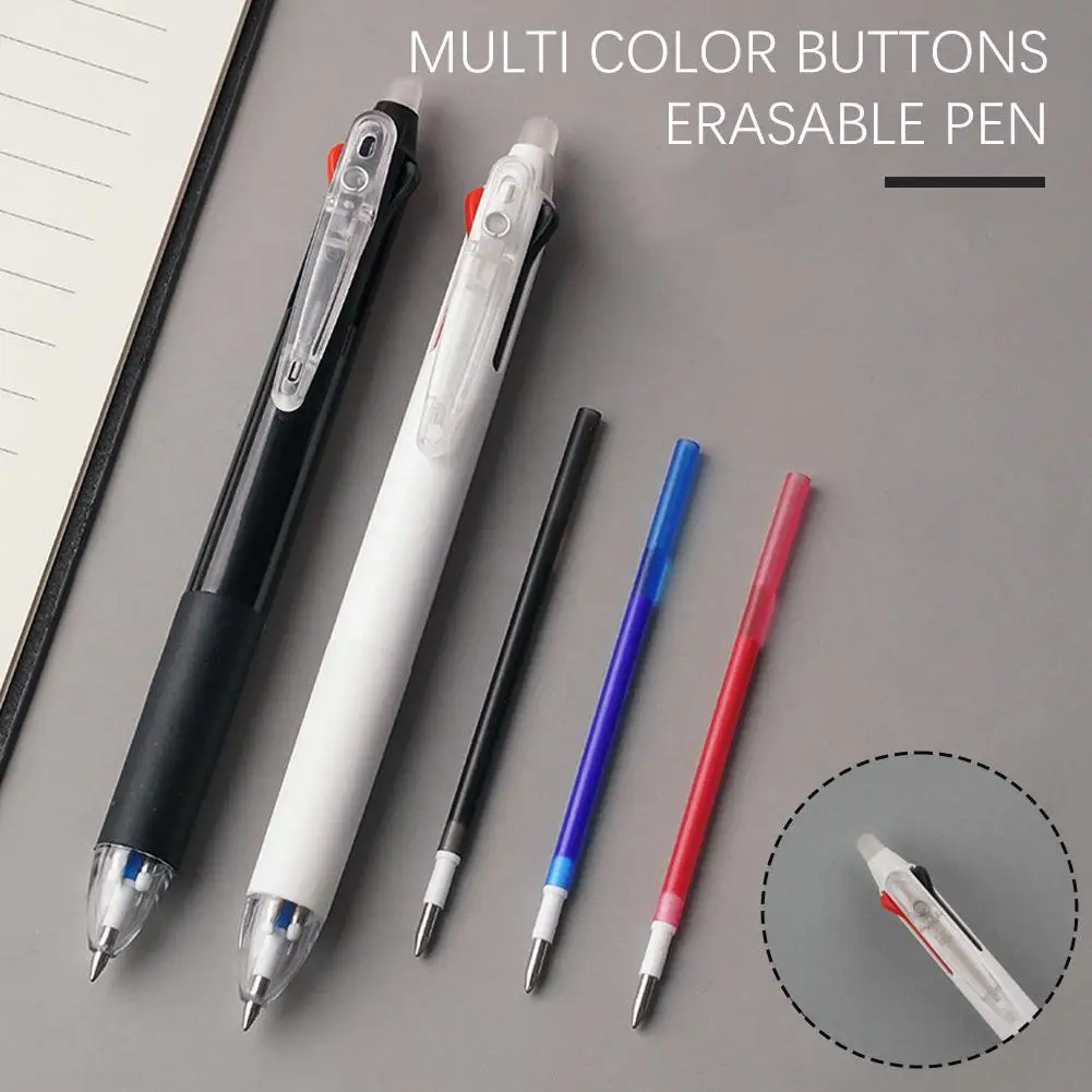 3-in-1 Multi Color Press Erasable Pen Student Supplies For Writing Signing Pen Quick-drying Student Stationery School W4q1