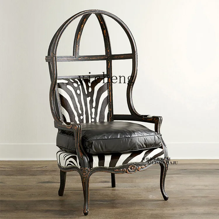 

TWR solid wood carving flower neoclassical birdcage eggshell chair high back princess chair sofa chair