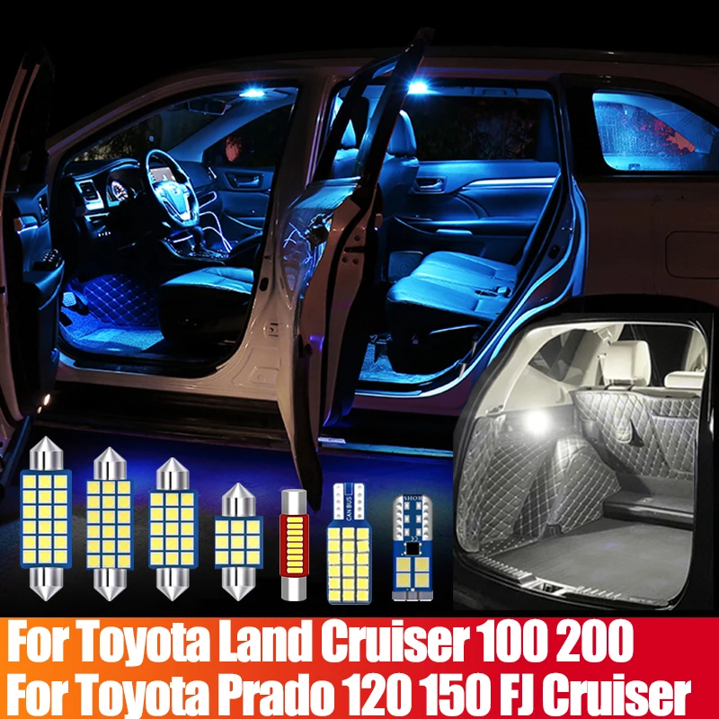 For Toyota Land Cruiser 100 200 LC100 LC200 FJ Cruiser Prado 120 150 Car LED Bulb Kit Interior Dome Lamp Trunk Light Accessories