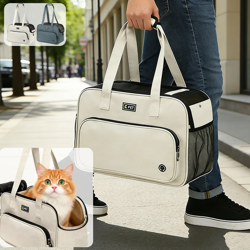 

Сумка-переноска для домашних животных из прочной ткани Оксфорд, дышащая сетка, с ремнем безопасности и застежкой для прогулок в парке