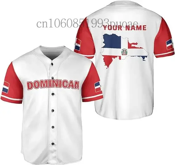 2024 World Dominican Republic Baseball Jersey3D Print Mesh Fiber Baseball Shirt Free Customized Name Men\'s and Women\'s Shirts