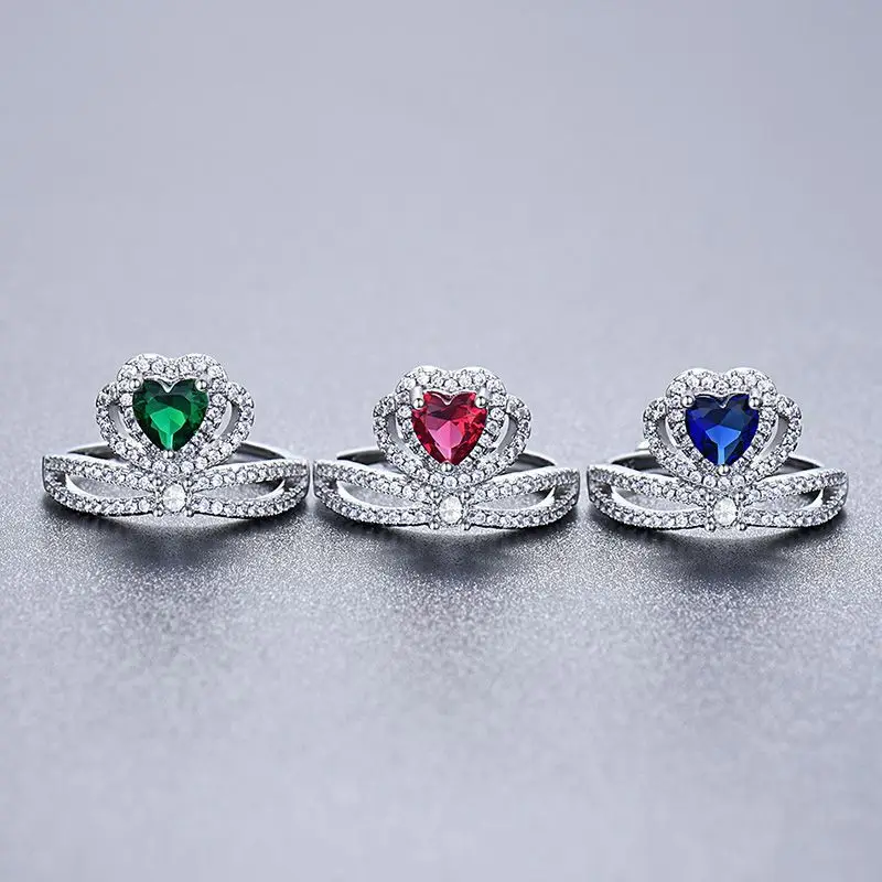 

The exquisite 925 silver heart-shaped colored gemstone ring is an elegant colored teardrop-shaped zircon fashion party jewelry g