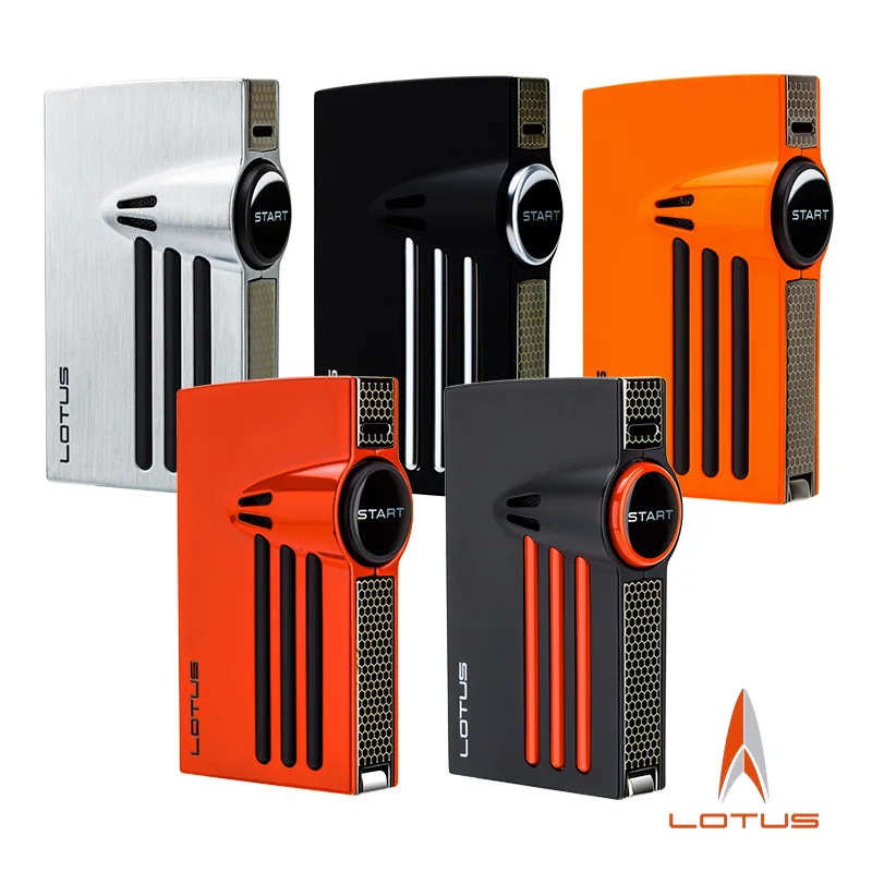 

LOTUS Cigar Lighter Zinc Alloy Body Dual Blue Flame Windproof Torch, Built-in Cigar Punch Refillable Butane