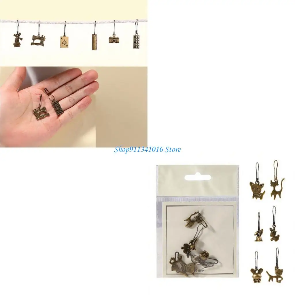 مشابك منسوجة من خليط معدني مع رسوم متحركة قديمة لحياكة الكروشيه والحرف اليدوية