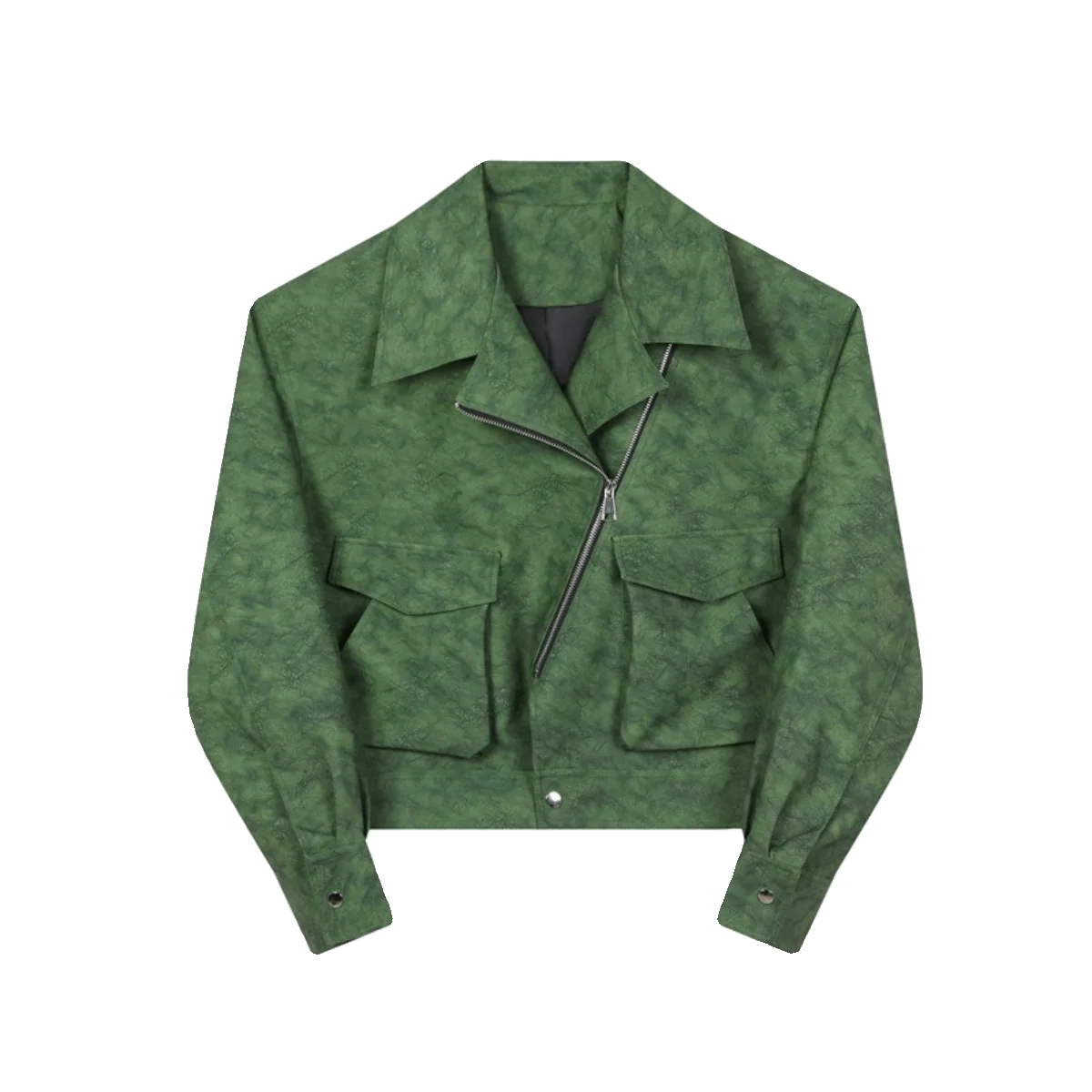 New Men\'s Short PU Leather Jackets Matte Tie-dyed Fashion Motorcycle Coat Hip Hop Streetwear Clothes Man Green Pink