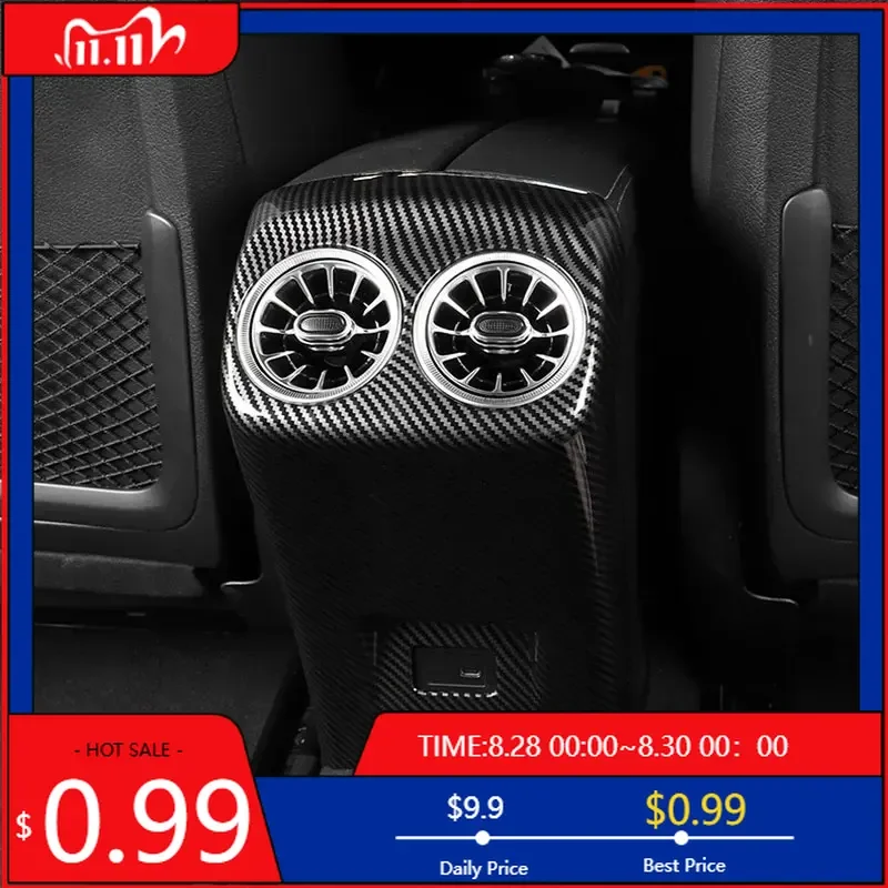 

Interior Stickers Car Carbon Fiber Central Control Armrest Box Rear Air Vent Cover for Benz A CLA Class W177 V177 C118 W118 AMG