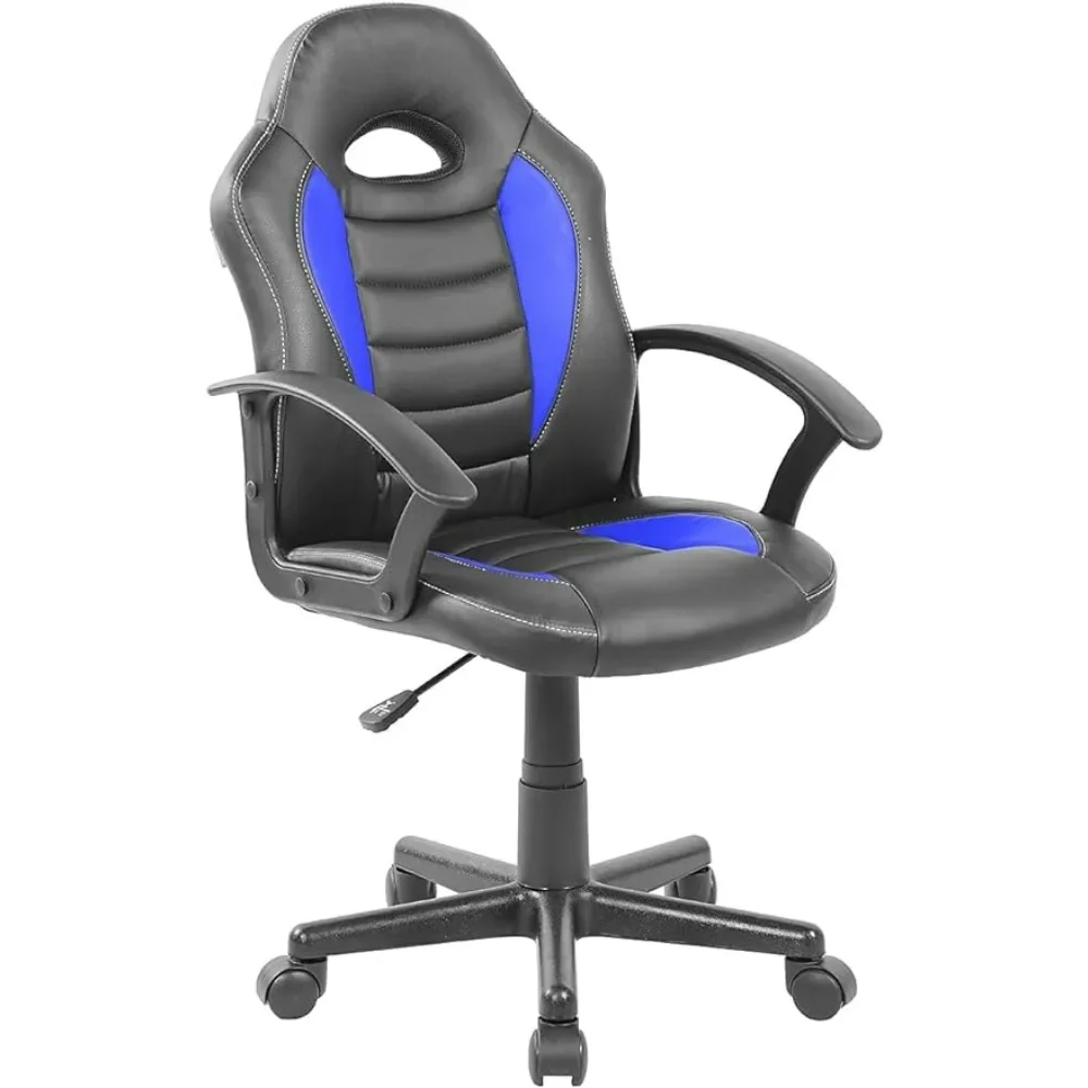 Office Chair Kid's Gaming and Student Chair with Wheels, Resemblance of a sport's car interior, Polypropylene, Blue Desk Chairs