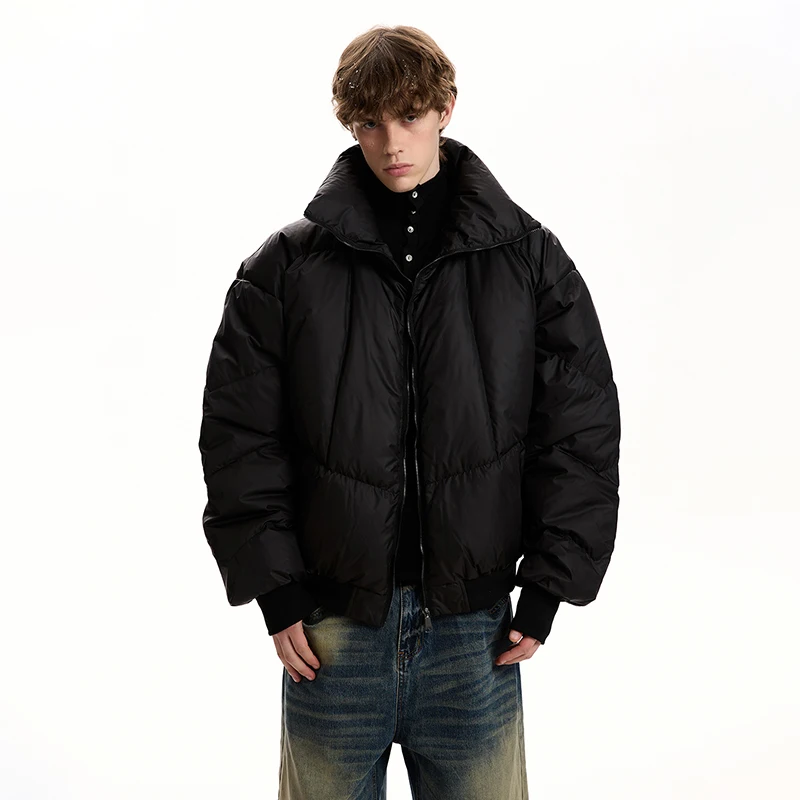LUZHEN 2025 Winter New Fashion Solid Color Thickened Warm Stand Neck Padded Coat Men Trendy Handsome Casual Parka Jacket JY5326