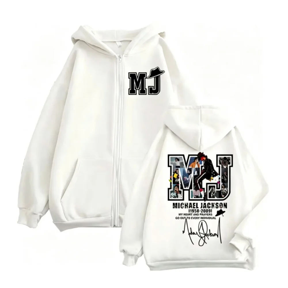 Limitierte Michael Jackson Merch Zipper-Hoodies Punk Rock Hip Hop Zip-Up Kapuzenpullover für Männer und Frauen Mode Lässige Lose Pullover – Detail 4