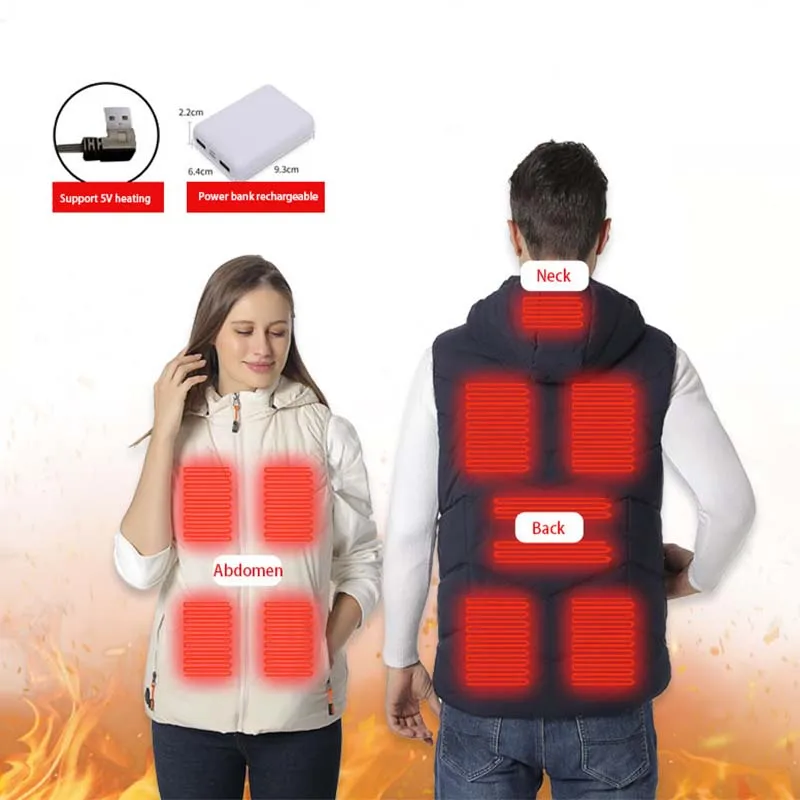 Winter Women District 11 Intelligent Self-Heating Vest Cold-Proof Thermal Vest Men\'s USB Rechargeable Couple Warm-Keeping Vest