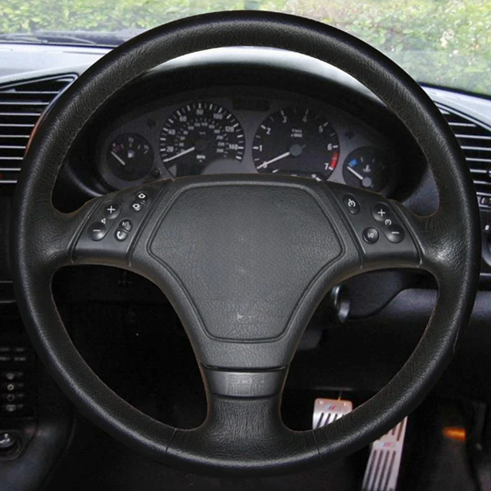 

Car Steering Wheel Covers Hand-Stitched Black Artificial Leather Car Steering Wheel Cover For BMW E36 E46 E39