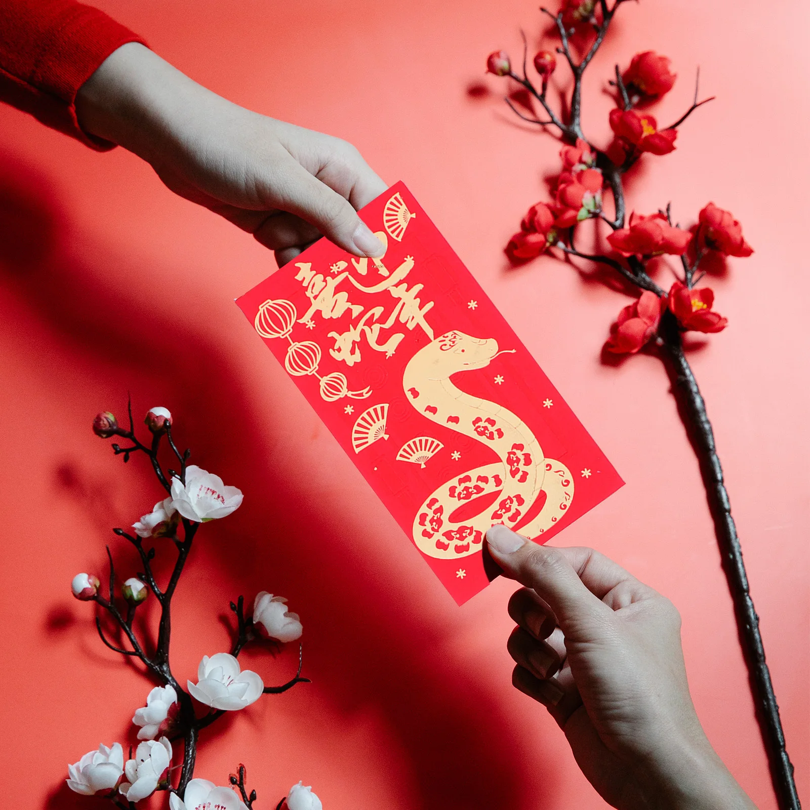 

30Pcs Hot Stamped Red Envelopes Elegant Design Chinese New Year Wedding Birthday Traditional Snake Year Red Packets