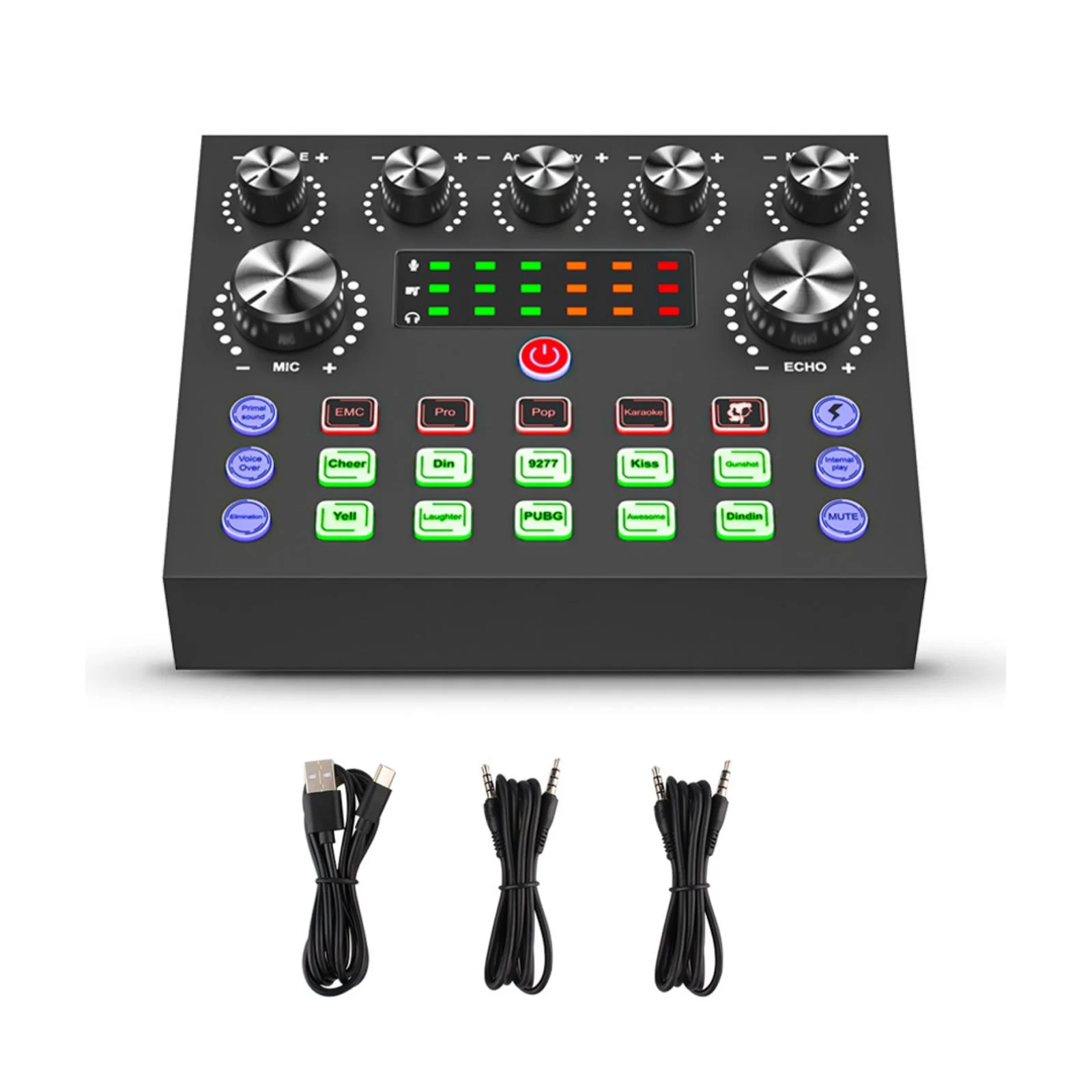 V8S Sound Card For Real-time Streaming Broadcasting For PC Computers with 10 Sound Effects 3 Inputs and Microphone Inputs