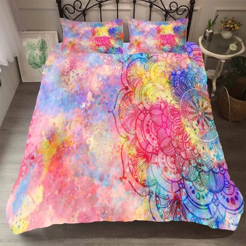 100% High Quality King Size Comforter Bedding Cover Bohemia Mandala Beds Colourful Bedding Set Luxury Quilt Cover+pillow Cases