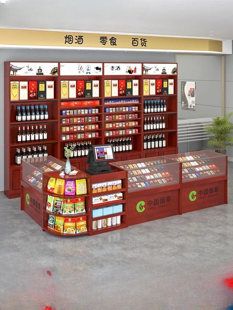 

Supermarket tobacco and alcohol cabinets, convenience store display cabinets, glass cigarette counters, cash registers, bar coun