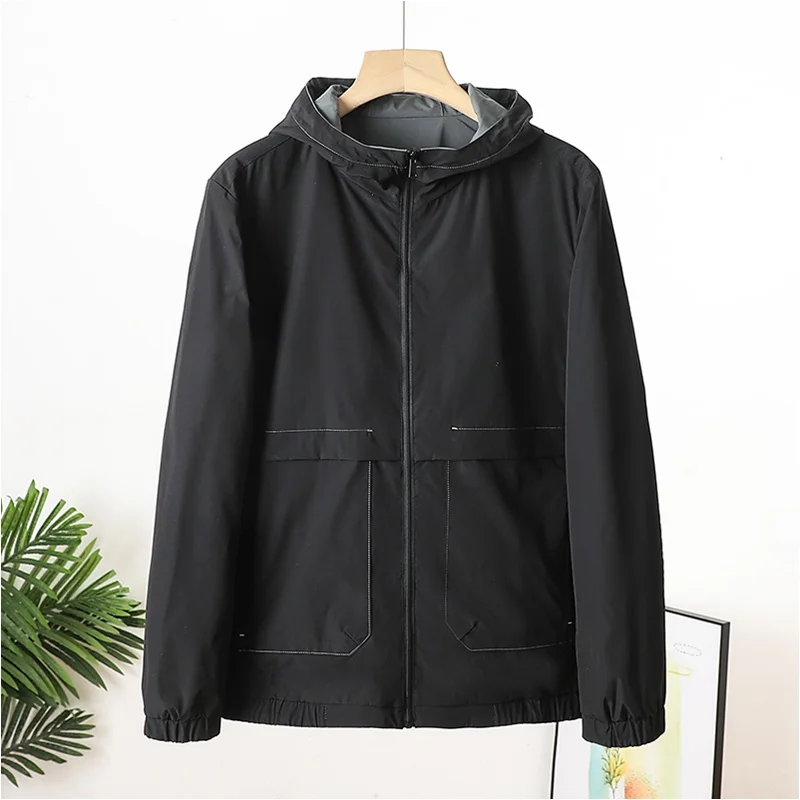 

Double-Sided Wear Windproof Warm Comfortable Men's Hoodie Casual Jaet Outerwear Polyester Stand Fit Faion Urban Sle