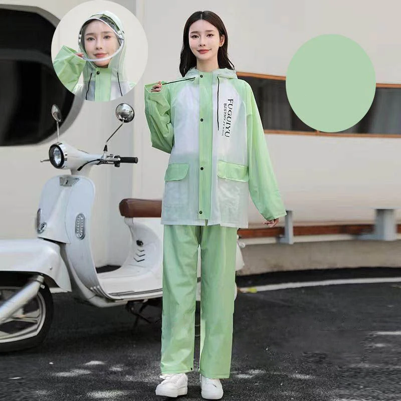 Color Blocking Fashion Full Body Raincoat Set, Outdoor Bicycle Electric Bike Split Raincoat