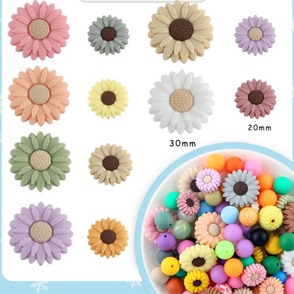 50-100pcs Hot Selling Style 20/30mm Silicone Daisy Focal Beads For Making Jewellery DIY Bracelet Necklace Earring Accessories