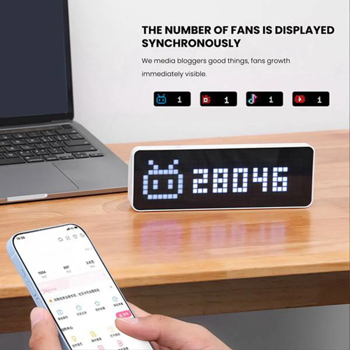 TC001 Smart Pixel Clock Followers Simultaneous Pixelated Message Display Smart Desktop Clock