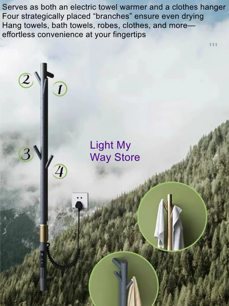 

Электрическая грелка для полотенец Электрическая грелка для полотенец с интеллектуальным управлением для домашних ванных комнат — сверление не требуется