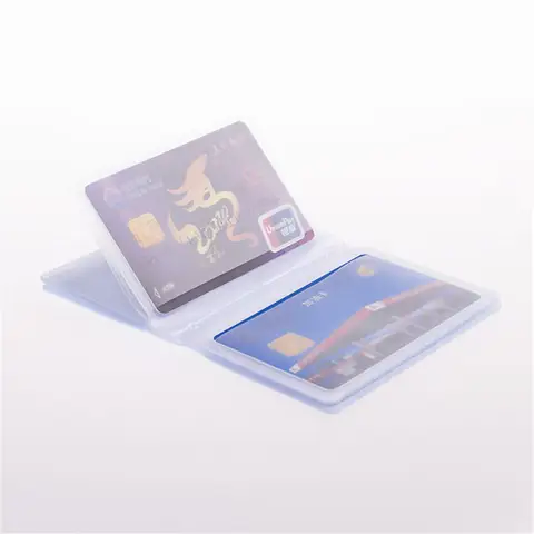 1pc Cute Semi Transparent Card Holder Inside Bags PVC Folded Credit Card Pockets Plastic Card Holder Inner Pages Office Supplies