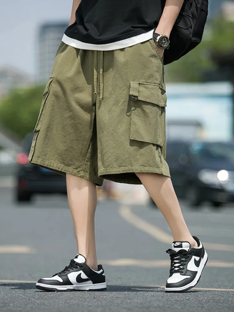 

Мужские летние свободные брюки-карго в стиле милитари, тонкие, модные, эластичные, прямые, повседневные