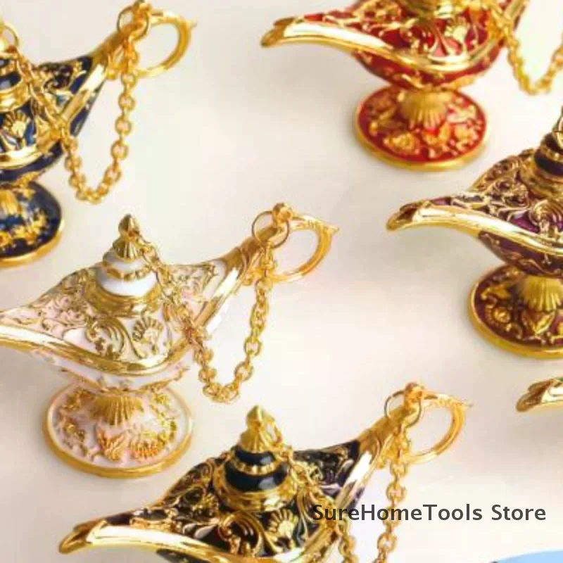 Aladdin Magic Lamp Alloy Decorative Crafts Ornaments Statue Wedding Holiday Party Home Living Room Desktop Decoration Crafts