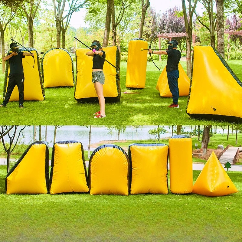 Outdoor Inflatable Bunker Walls in Various Shapes, Suitable for Team Building, Paintball, and Party Supplies.