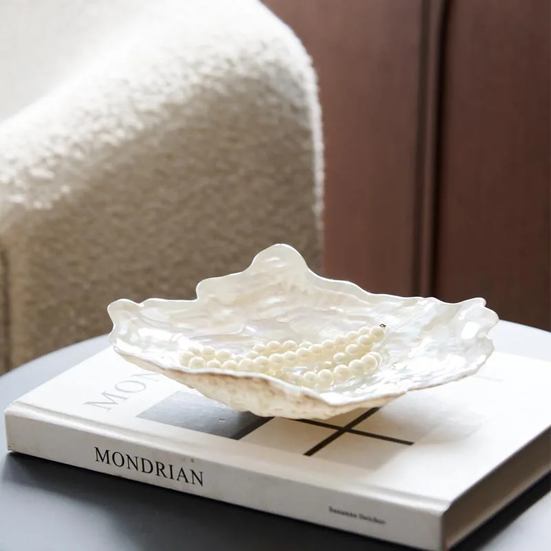 Symphony shell shape glass oval small oyster plate fruit plate storage ornament tableware decoration