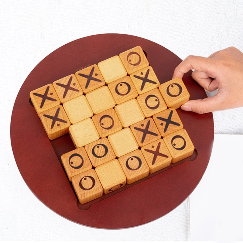 XO tablero de ajedrez de madera Mini juego Tic-Tac-Toe juegos de mesa de escritorio juguetes educativos interactivos Montessori para niños