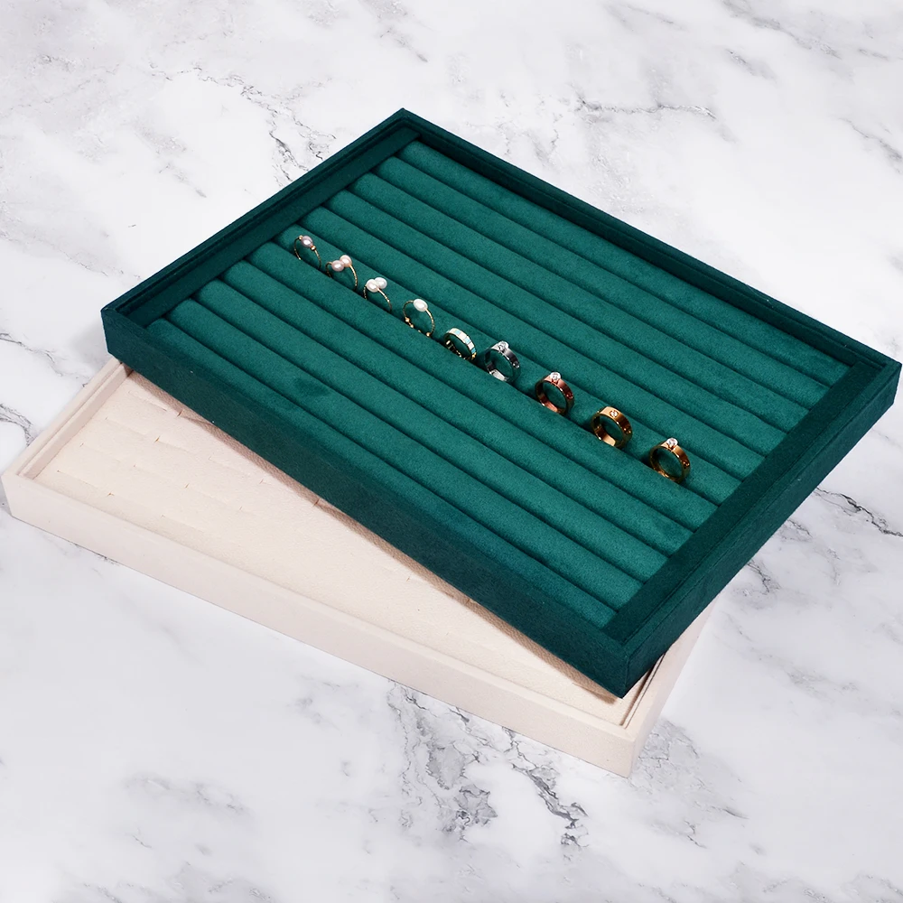 Velvet Jewelry Display Box Stackable Jewellery Holder Display Tray  Ring Earring Necklace Jewelry Exhibition Box Portable Holder