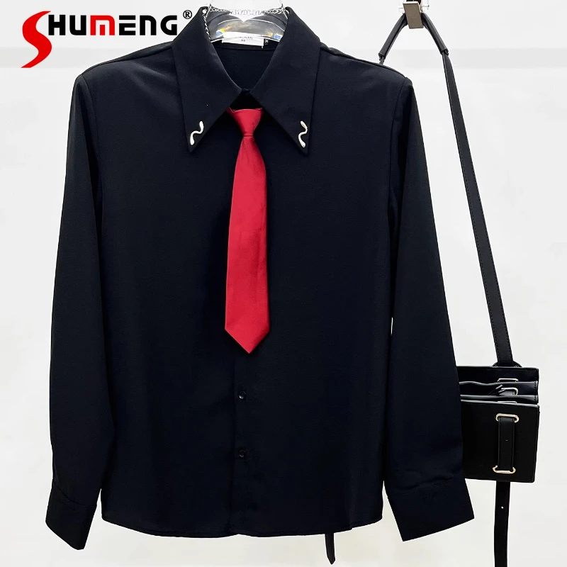 

Men's 2025 Autumn New High-End Stylish Versatile Long Sleeve Shirts Fashion Tie Lapel Shirts Male Handsome Loose Comfort Tops