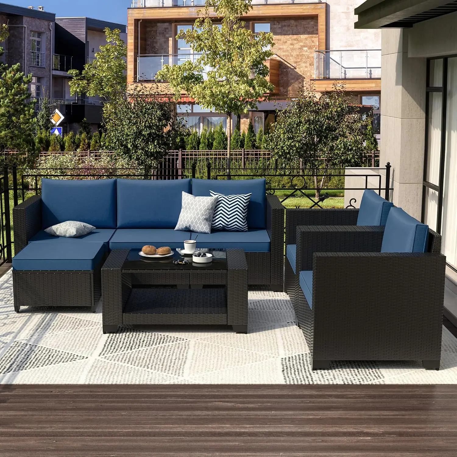 Outdoor Outdoor Patio Wicker Sectional Sofa 7-Piece All-Weather Rattan Seating with Cushion for Backyard Poolside Balcony, Customized - Aliexpress Deal
