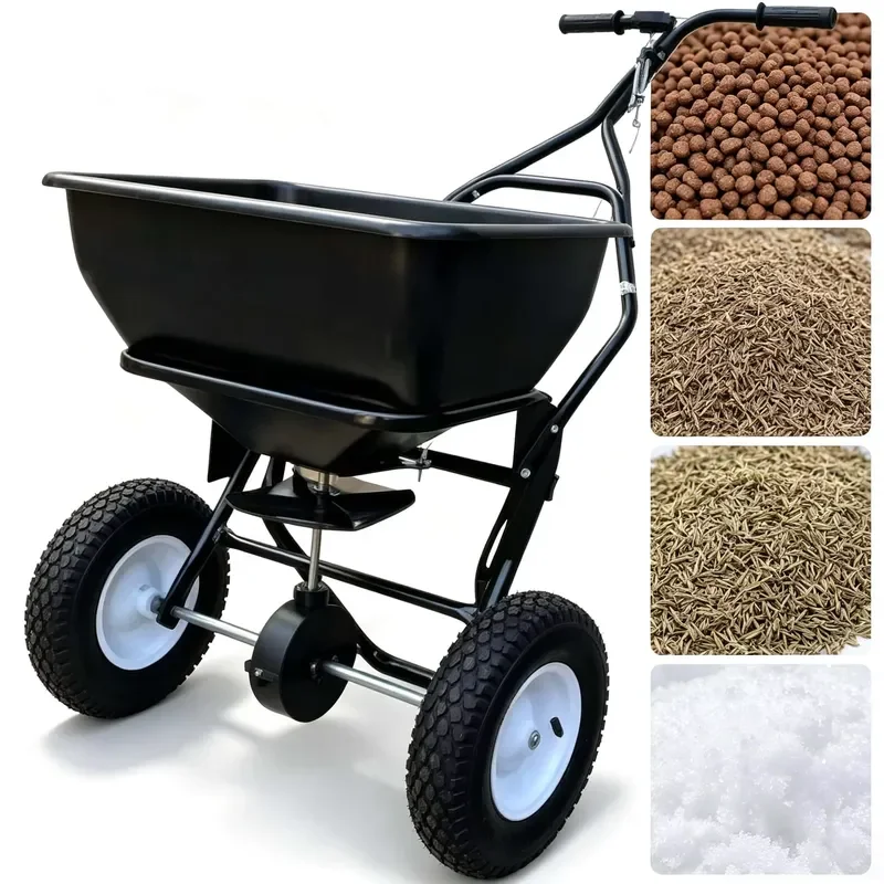 Manual Push Spreader for Backyard Garden Lawn Grass Seeds Fertilizer and Melting Salt Distribution Tool Efficient Yard Care