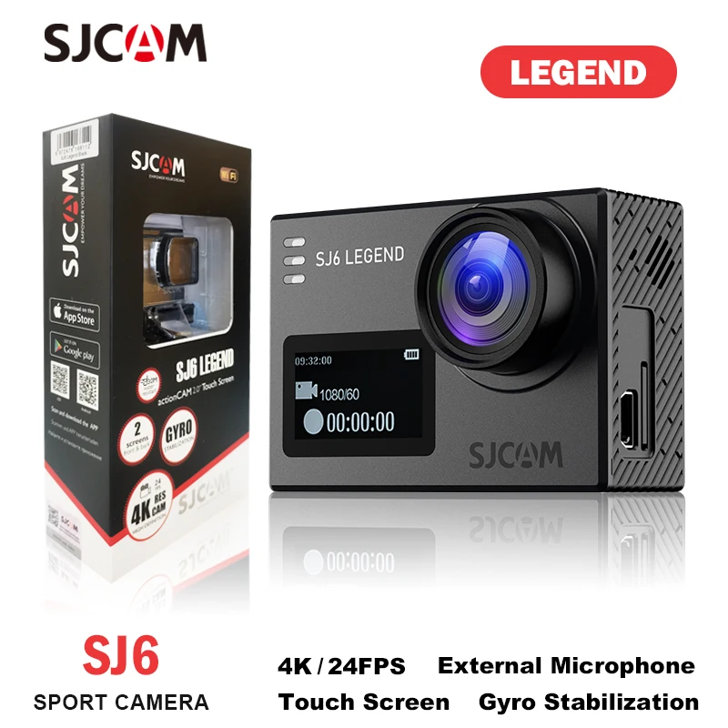 SJCAM SJ6 Legend Action Camera 30M étanche 4K gyroscope stabilisation sport Cam 2.0 "écran tactile 2.4G WiFi