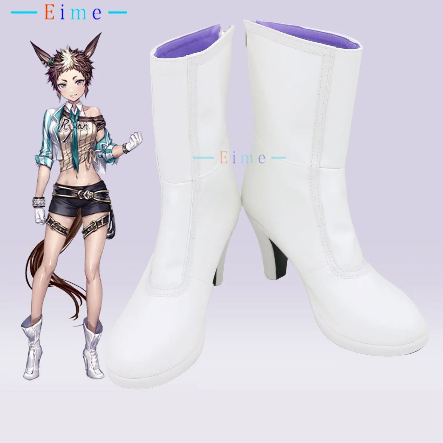 mejiro-ryan-white-boots-game-umamusume-cosplay-shoes-halloween-party-pu-high-heels-big-size-custom-made