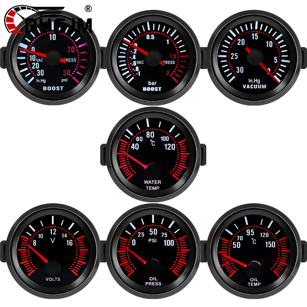 12V 52MM Boost Meter PSI Bar/Tachomete/Water Temperature/Oil Temp Meter/Oil Pressure Gauge/Voltmeter Car Gauge For All Petrol