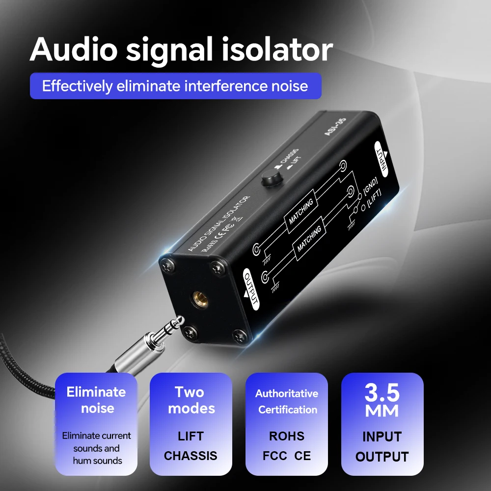 

Профессиональный элиминатор юха, изолятор аудиосигнала, шумовой фильтр, музыкальный портативный 3,5 мм AUX изолятор контура заземления, аксессуары