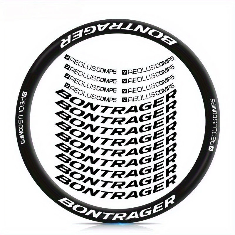 Bontrager AEOLUS Comp 5 Wheel Stickers - 17 Pcs Sunscreen Waterproof Decals Set for MTB & Road Bike, Anti-Fade Protection