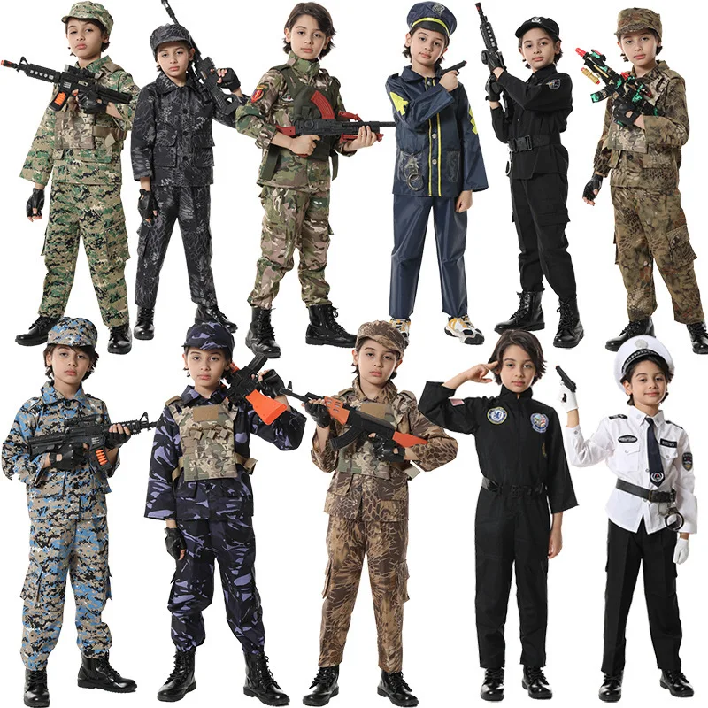 Children's loween Firefighter Costume Role Play Pilot Lawyer Doctor Worker Outfit Polyester Material Traditional Chinese F...