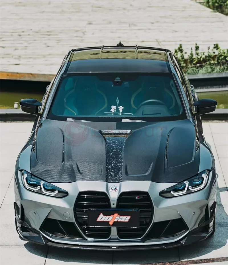 

Передняя крышка капота для BMW M3 G80 M4 G82, сухое углеродное волокно, комплект кузова JM Style, капоты двигателя