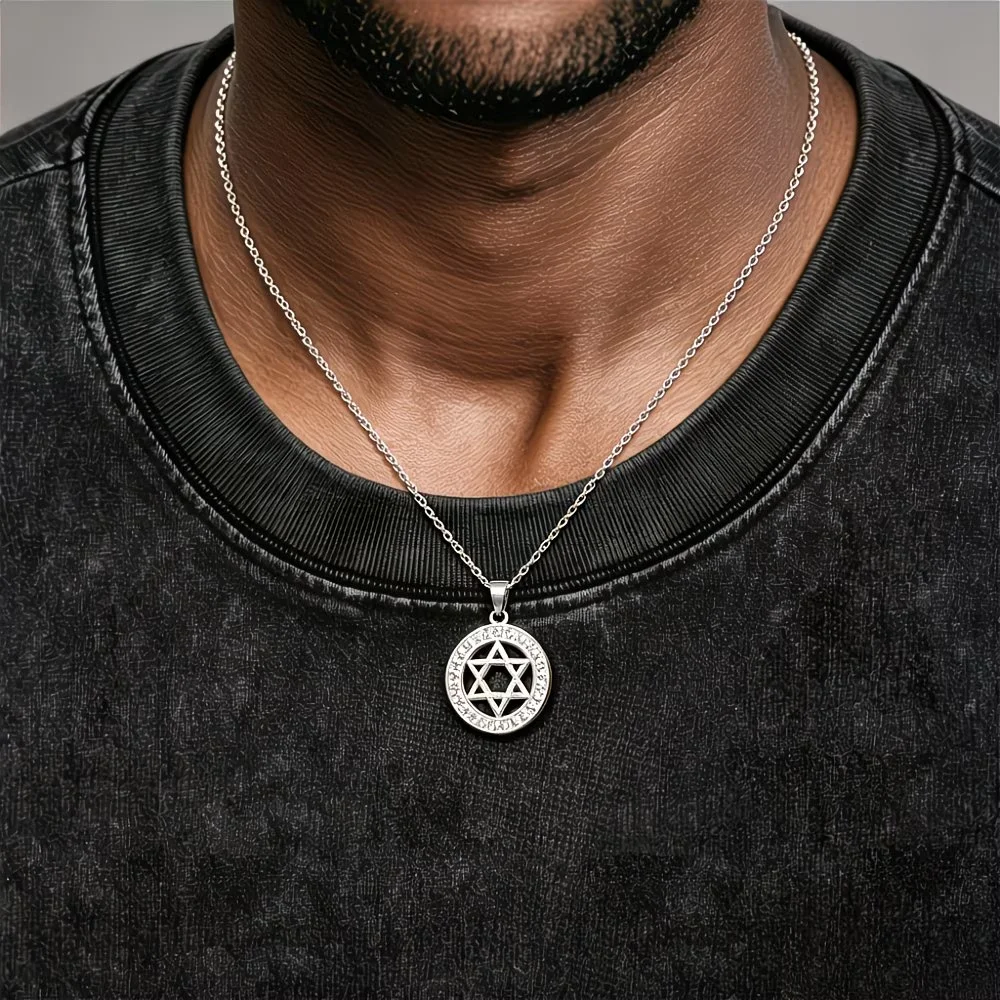 Trendy Zircon Hebrew Star of David Pendant Necklace Women Men Stainless Steel Gold Silver Color Hexagram Jewish Judaism Jewelry