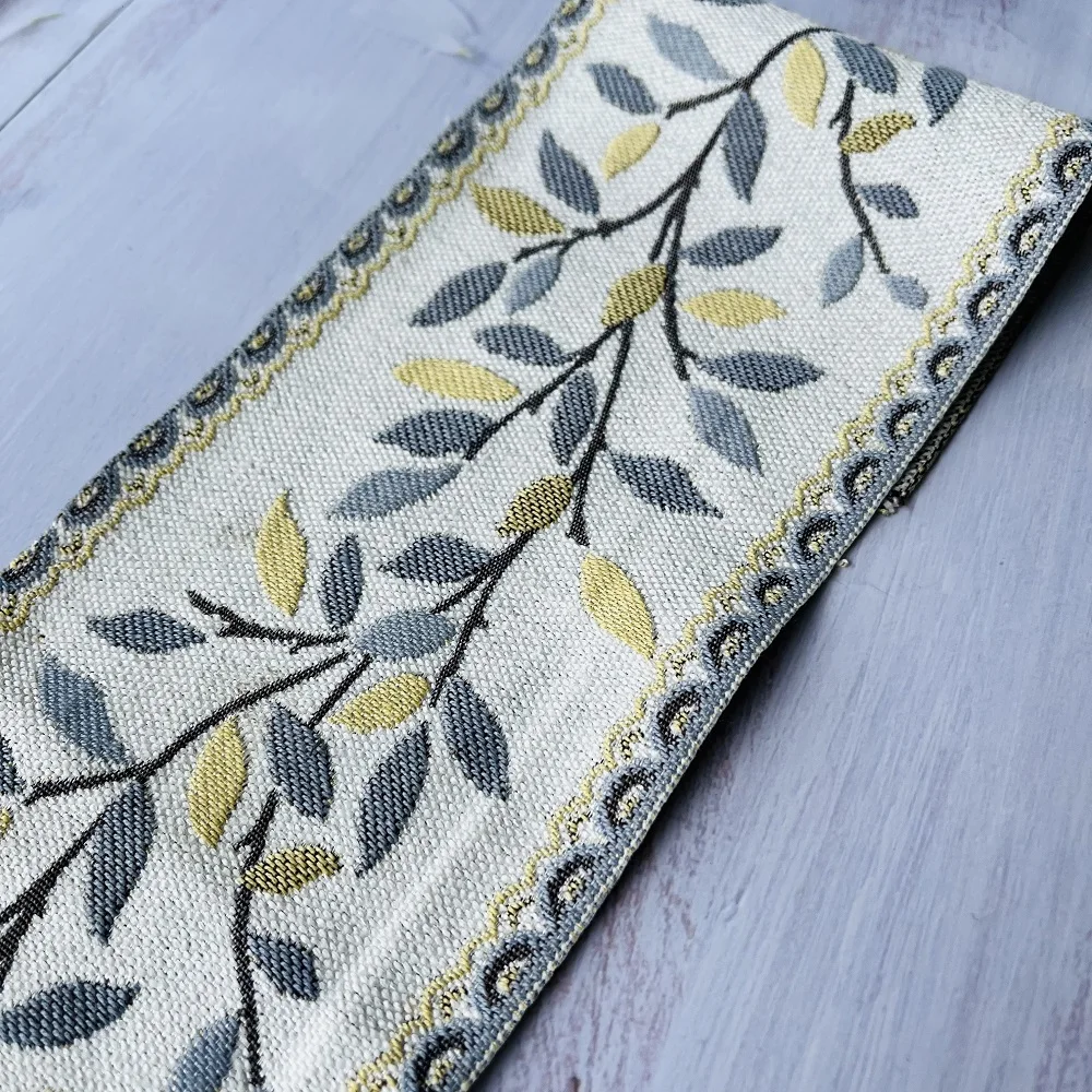 5Yards/Lots Woven Jacquard Ribbon 11.8-11.4cm Flowers Leaves Pattern For Clothing Straps Accessory IS-3297