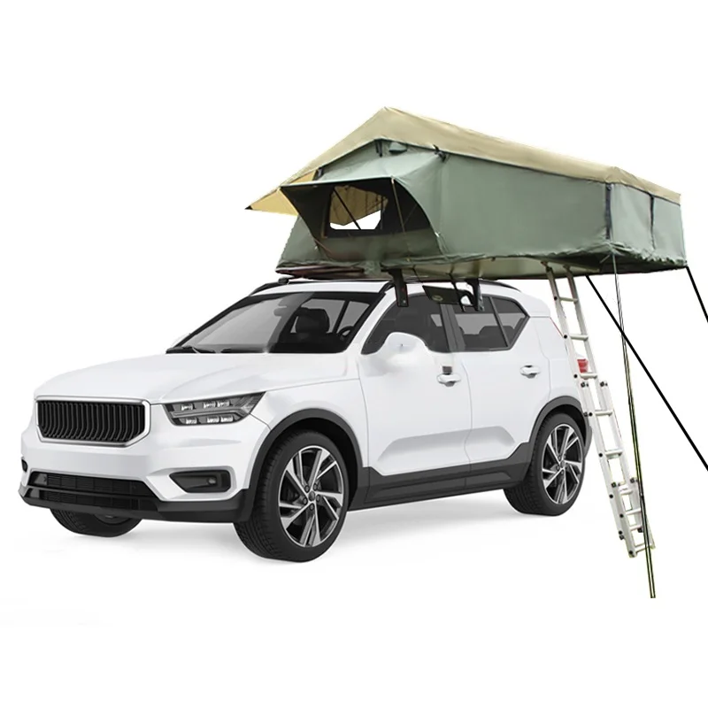 

cheapest clamshell maggiolina mini roof top tent 6 person canvas wild land camp tent on top of car