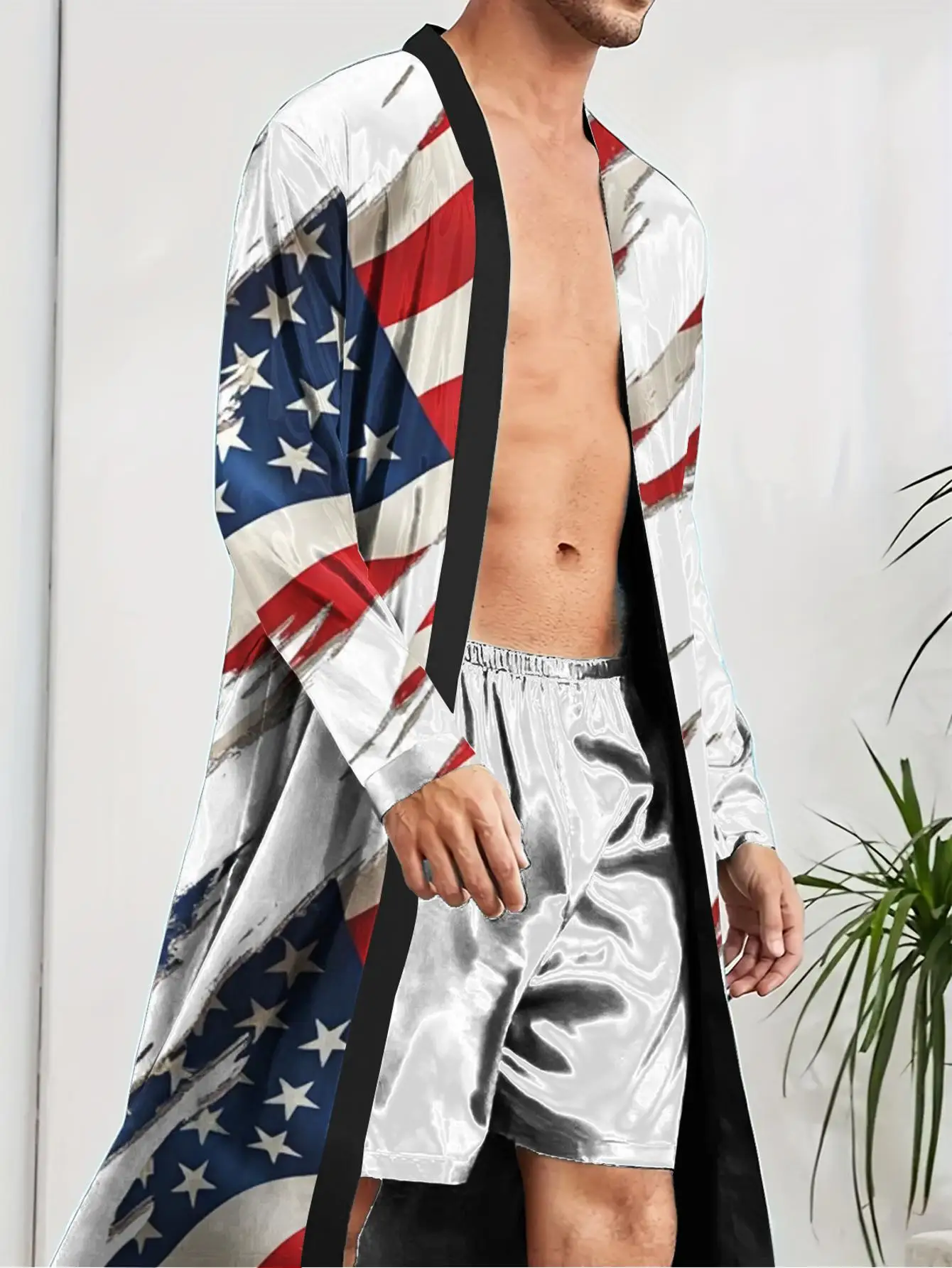1pcs Men's Robes 2026 Spring/Summer nightie for men Graphic robe Polyester 3D Printed Robes Men's bathrobe Sleepwear