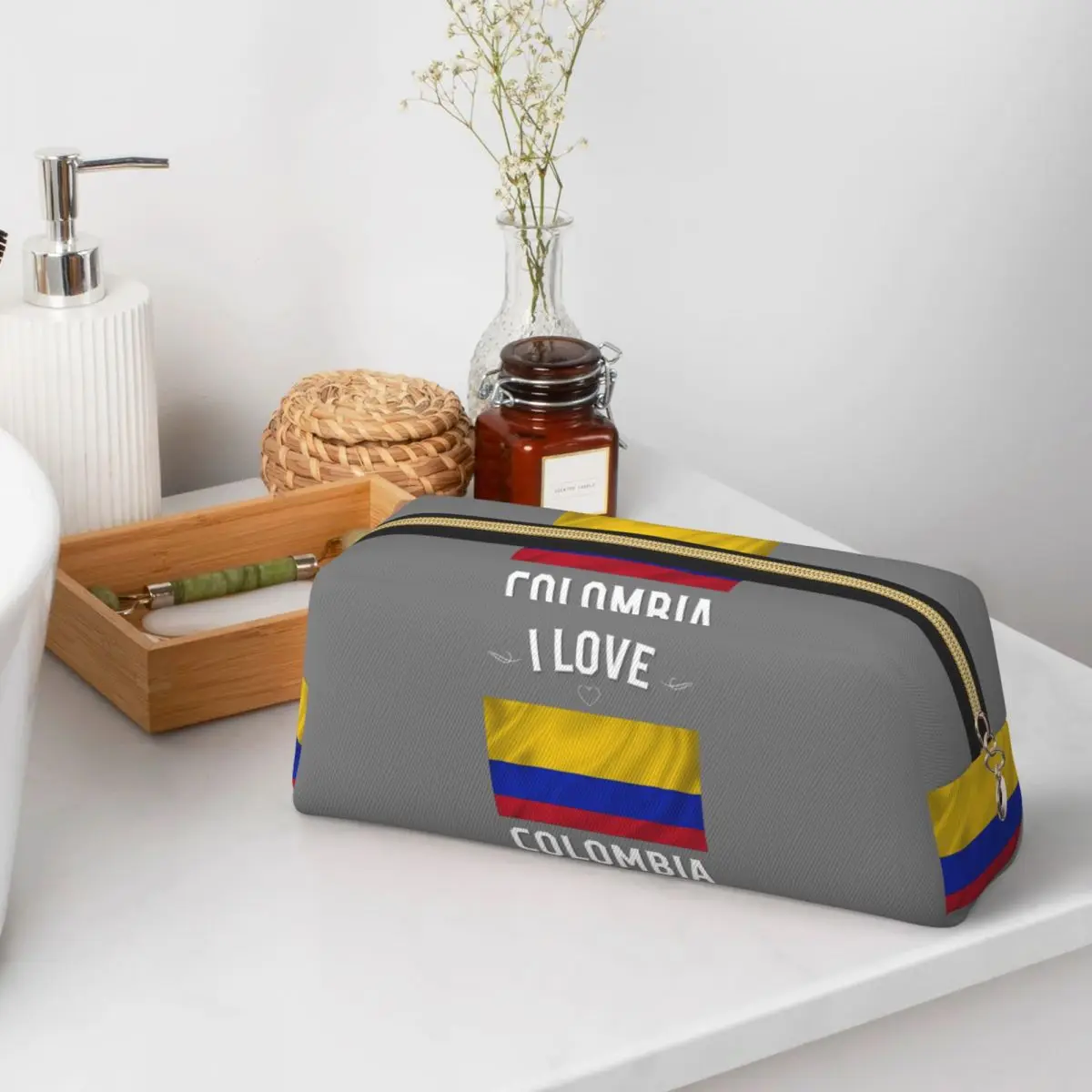 

I Love Colombia Flag Pencil Cases for Students Gifts Pen Box Pencil Bag Big Capacity Pencil Pouch Storage Stationery Supplies