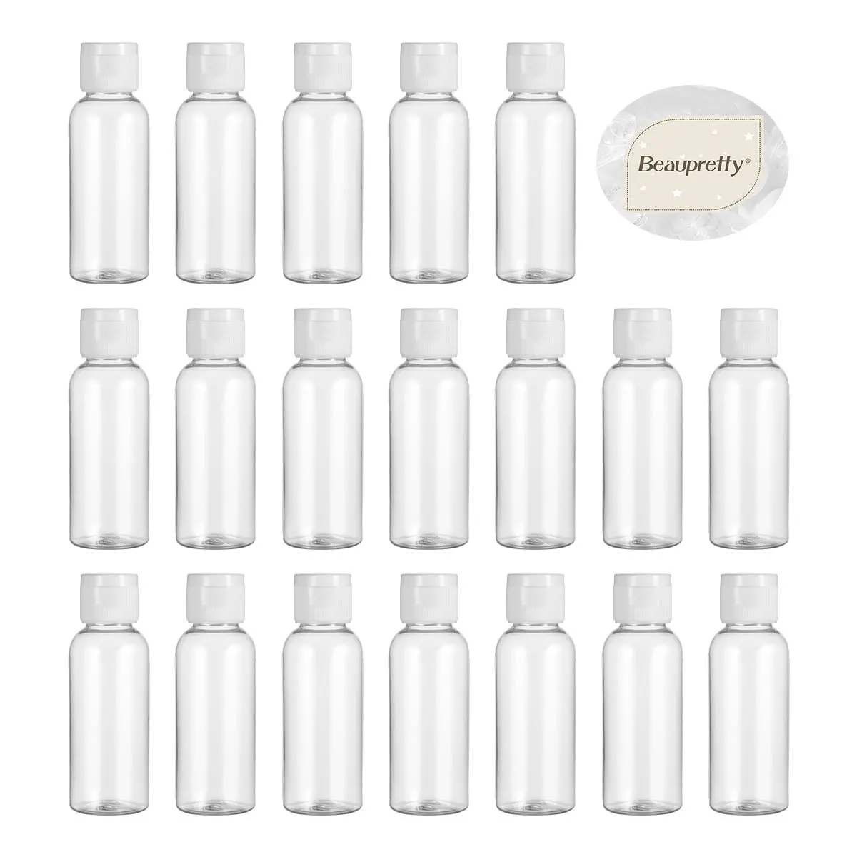 20 szt. Plastikowych Butelek Podróżnych Przenośne z Zakrętką Motylkową Wielokrotnego Użytku Pojemniki na Kosmetyki Szampon Balsam