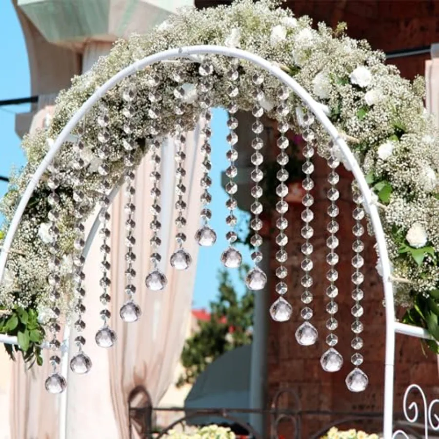 33Feet Crystal Garland Strands, String of Beads w/Crystal Prism Pendant, Hanging Crystals for Decoration for Centerpieces Chand