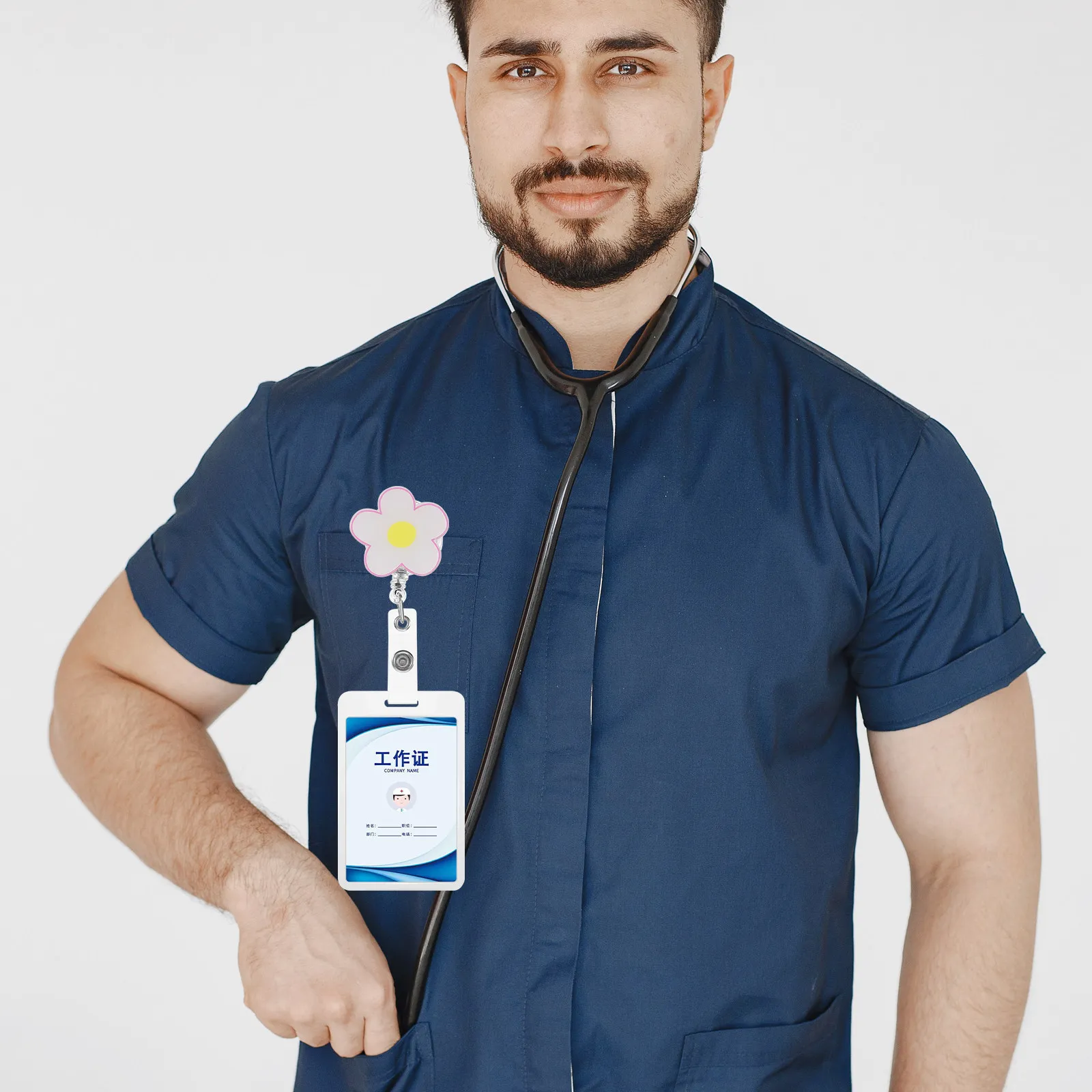 4Pcs Retractable Badge Holder Acrylic Id Card Holder with Reel Clip for Nurses Office Workers Convenient Strong Lightweight