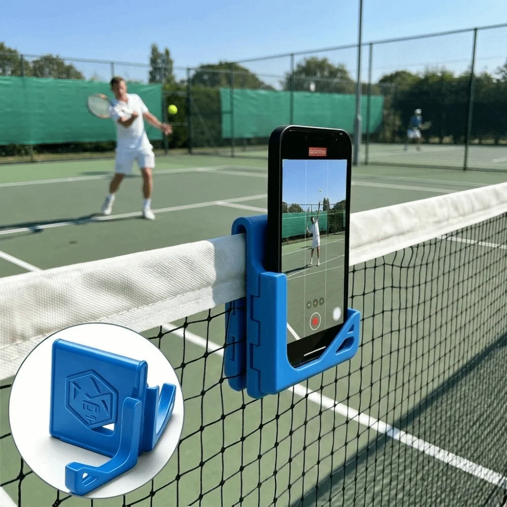 Foldable Tennis Net Camera Mount 3D Printed Adjustable Angle Net Mounted Phone Holder Clip-On Non Slip Secure Clip-On Mount